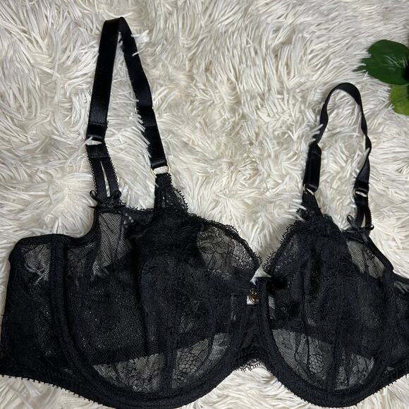 Chantelle| Vintage Women's black lace underwire bra - Picture 3 of 12